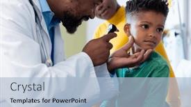  Presentation with medical ear - Presentation theme having african-american-male-doctor-using background and a light blue colored foreground