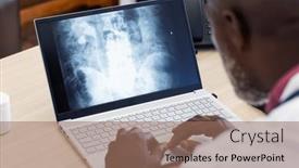  Presentation with hospital communication - Slide deck with african-american-male-doctor-using background and a  colored foreground