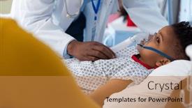  Presentation with medical ventilator - Presentation theme having african-american-male-doctor background and a gold colored foreground
