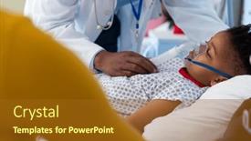  Presentation with medical ventilator - Theme consisting of african-american-male-doctor background and a tawny brown colored foreground