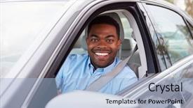  Presentation with african american marriage - Slide deck having african american male driver looking background and a light blue colored foreground