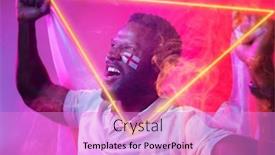  Presentation with face match - Slide set featuring african-american-male-fan background and a lilac colored foreground