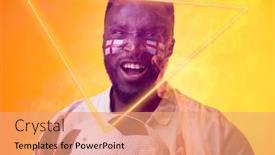  Presentation with face match - PPT theme consisting of african-american-male-fan background and a coral colored foreground