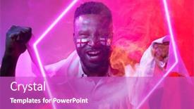  Presentation with face match - Slides having african-american-male-fan background and a  colored foreground