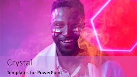  Presentation with face match - PPT layouts featuring african-american-male-fan background and a lilac colored foreground