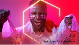  Presentation with face match - PPT theme with african-american-male-fan background and a red colored foreground