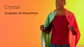  Presentation with american football - Slides consisting of african-american-male-football-supporter background and a gold colored foreground