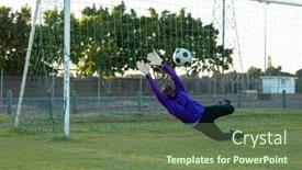  Presentation with soccer net - PPT layouts with african-american-male-goalkeeper background and a tawny brown colored foreground