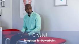  Presentation with african american patient - Presentation design having african-american-male-patient-sitting background and a teal colored foreground