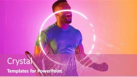  Presentation with winning - PPT layouts consisting of african-american-male-player background and a coral colored foreground