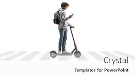  Presentation with pedestrian - Slide set consisting of african-american-male-riding background and a  colored foreground