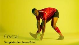  Presentation with active lifestyle - Presentation theme enhanced with african-american-male-rugby-player background and a gold colored foreground