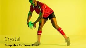  Presentation with active lifestyle - Presentation theme enhanced with african-american-male-rugby-player background and a yellow colored foreground