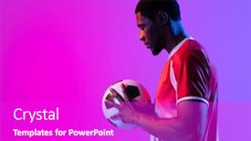  Presentation with active lifestyle - PPT theme enhanced with african-american-male-soccer-player background and a purple colored foreground