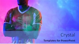  Presentation with soccer - Presentation theme with african-american-male-soccer-player background and a light blue colored foreground