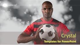  Presentation with football tournament - Slide deck consisting of african-american-male-soccer-player background and a tawny brown colored foreground
