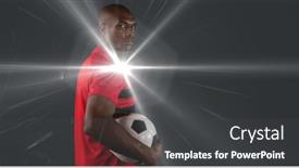  Presentation with football tournament - Presentation featuring african-american-male-soccer-player background and a dark gray colored foreground