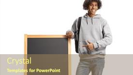  Presentation with student - Presentation consisting of african-american-male-student-leaning background and a  colored foreground