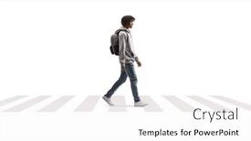  Presentation with student - Presentation consisting of african-american-male-student-walking background and a white colored foreground