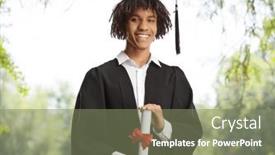  Presentation with diploma - PPT theme enhanced with african-american-male-student-wearing background and a violet colored foreground