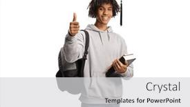  Presentation with graduation - Theme enhanced with african-american-male-student background and a  colored foreground