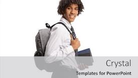  Presentation with college - Slide set enhanced with african-american-male-student background and a  colored foreground