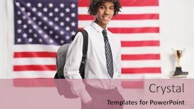  Presentation with college - Presentation design consisting of african-american-male-student background and a  colored foreground