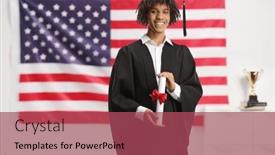  Presentation with diploma - Slide deck featuring african-american-male-student background and a violet colored foreground
