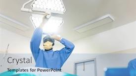  Presentation with light hospital - Slides featuring african-american-male-surgeon-adjusting background and a light blue colored foreground