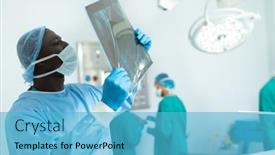  Presentation with theatre - PPT theme with african-american-male-surgeon-studying background and a teal colored foreground