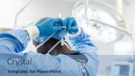  Presentation with theatre mask - PPT layouts featuring african-american-male-surgeon background and a light blue colored foreground