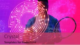  Presentation with abstract circles - Presentation design featuring african-american-male-tennis-player background and a red colored foreground