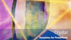  Presentation with triangle - Slide deck having african-american-male-tennis-player background and a ocean colored foreground