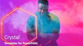  Presentation with hexagon - Slides featuring african-american-male-tennis-player background and a purple colored foreground