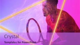  Presentation with triangle - Slide set having african-american-male-tennis-player background and a lilac colored foreground