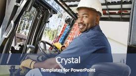  Presentation with safety workplace - Presentation theme enhanced with african american male worker driving background and a ocean colored foreground