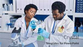  Presentation with liquid - Presentation consisting of african-american-man-and-woman background and a light blue colored foreground