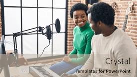  Presentation with piano keyboard - Presentation theme consisting of african-american-man-and-woman background and a mint green colored foreground