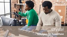  Presentation with piano keyboard - Presentation enhanced with african-american-man-and-woman background and a coral colored foreground