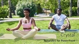  Presentation with exercise - Slide set featuring african-american-man-and-woman background and a yellow colored foreground
