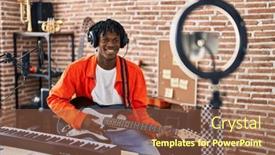  Presentation with african music - PPT theme consisting of african-american-man-artist-having background and a tawny brown colored foreground