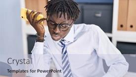  Presentation with african american business - Presentation design featuring african-american-man-business-worker background and a  colored foreground