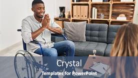  Presentation with praying hands - Slide deck enhanced with african-american-man-doing-therapy background and a ocean colored foreground