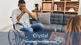  Presentation with bad breath - Presentation theme having african-american-man-doing-therapy background and a ocean colored foreground