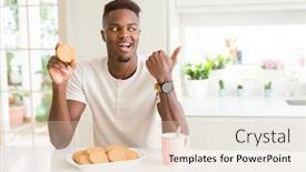  Presentation with healthy eating - PPT theme enhanced with eating healthy whole grain biscuit background and a lemonade colored foreground