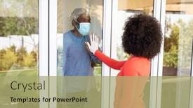  Presentation with man door - Cool new PPT layouts with african-american-man-greeting backdrop and a mint green colored foreground