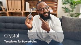  Presentation with sand clock - Theme consisting of african-american-man-holding-sand background and a ocean colored foreground
