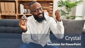  Presentation with sand clock - Slide deck featuring african-american-man-holding-sand background and a ocean colored foreground