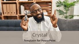  Presentation with sand clock - Slide deck featuring african-american-man-holding-sand background and a mint green colored foreground