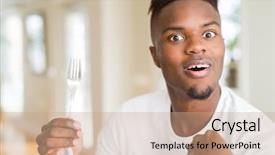  Presentation with silver - Cool new presentation theme with african american man holding silver backdrop and a coral colored foreground